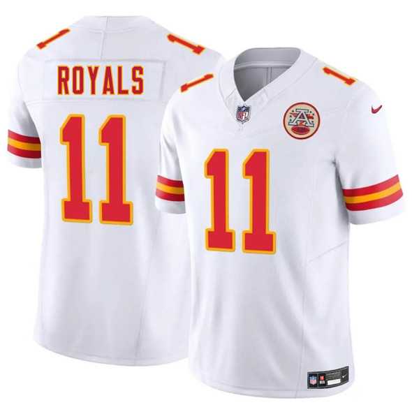 Men & Women & Youth Kansas City Chiefs #11 Jalen Royals White 2025 Draft F.U.S.E. Vapor Untouchable Limited Stitched Jersey